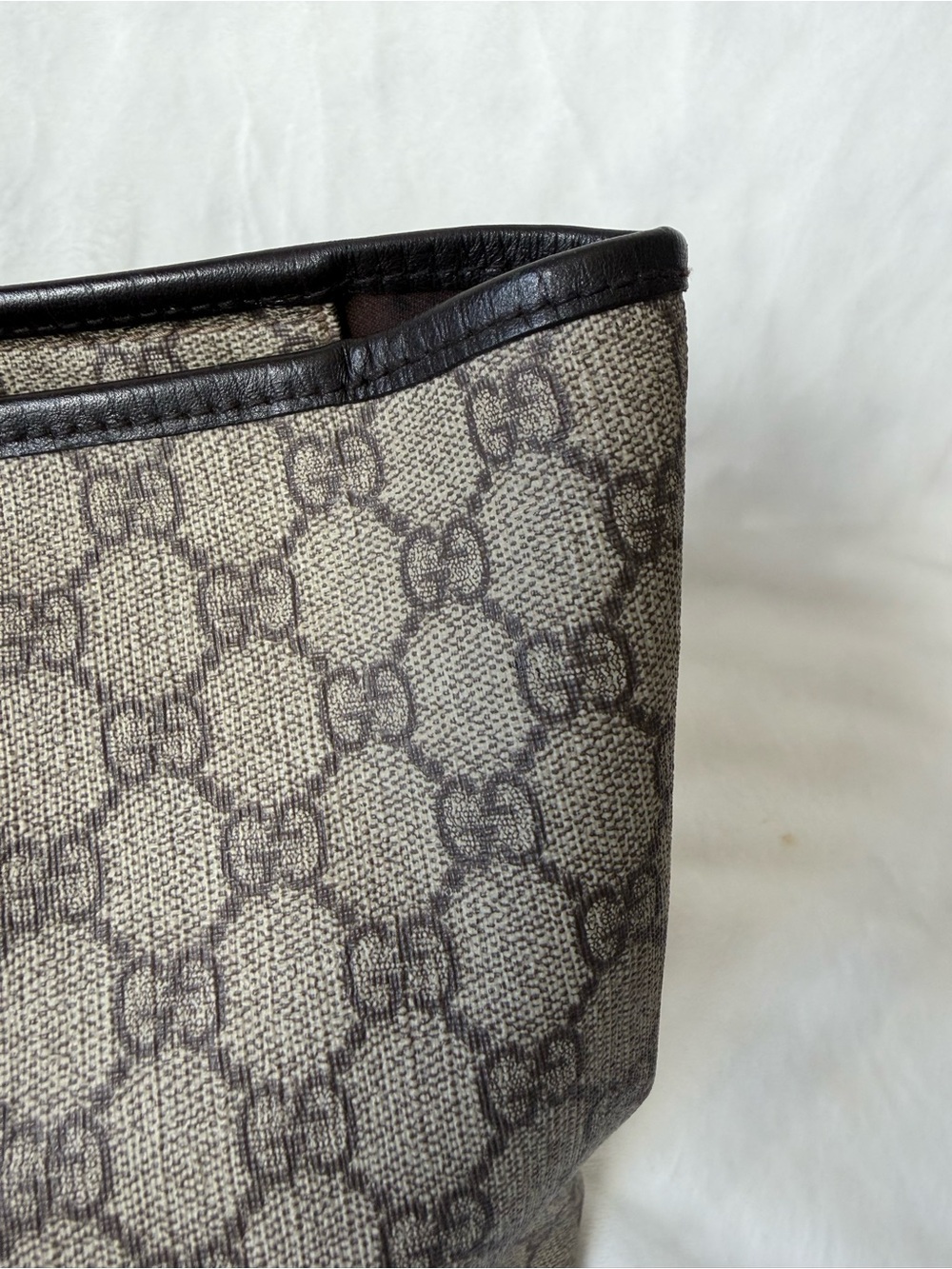 Gucci Brown GG Canvas Tote with Dark Brown Leather Trim - Picture 16 of 16